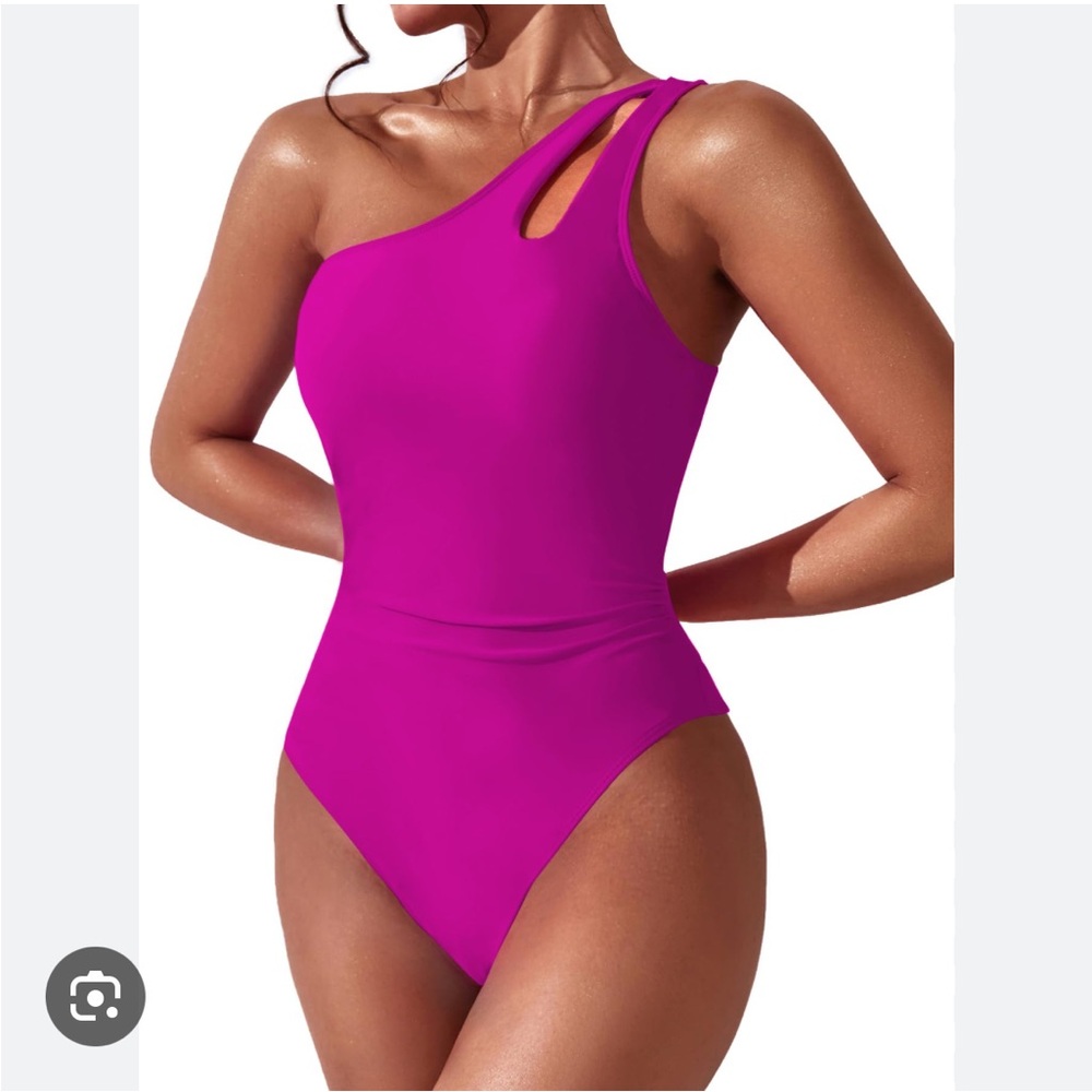Brand New Beilon One Shoulder One Piece Fuscia Swimsuit - Small